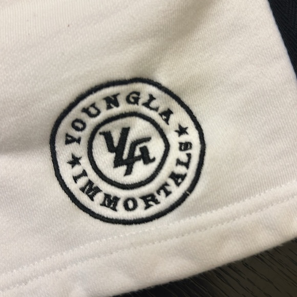 White YoungLa shorts . Very nice , thick, and comfortable . 4 inch in seam . - Picture 2 of 4